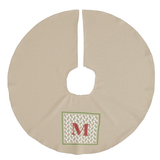 Kerstduif Monogram Initiaal Vredesvreugde Imitatie Linnen Kerstboom Kleed (Voorkant)