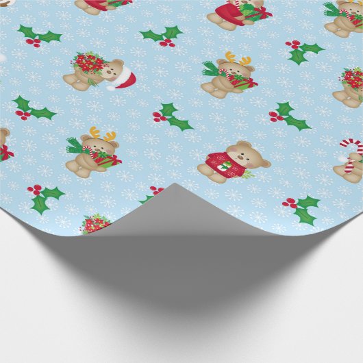 Kerstduitenberen en Holly Cadeaupapier (Hoek)