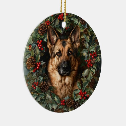 KerstDuitse Shepherd Dog Keramisch Ornament (Rechts)
