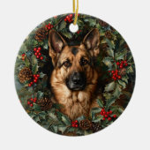KerstDuitse Shepherd Dog Keramisch Ornament (Voorkant)