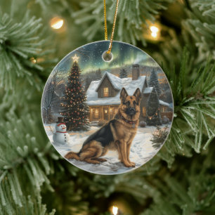 KerstDuitse Shepherd Dog Keramisch Ornament