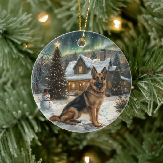 KerstDuitse Shepherd Dog Keramisch Ornament (Boom)