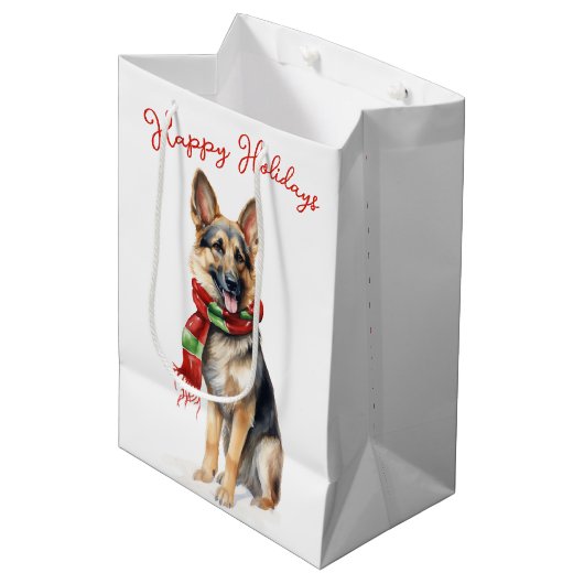 KerstDuitse Shepherd Dog Medium Cadeauzakje (Voorkant Gekanteld)