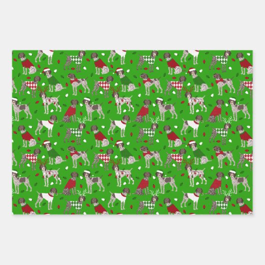 KerstDuitse Shorthaired Pointer Inpakpapier Vel (Voorkant 2)