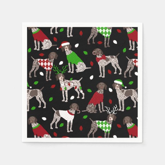 KerstDuitse Shorthaired Pointer Napkins Servet (Voorkant)
