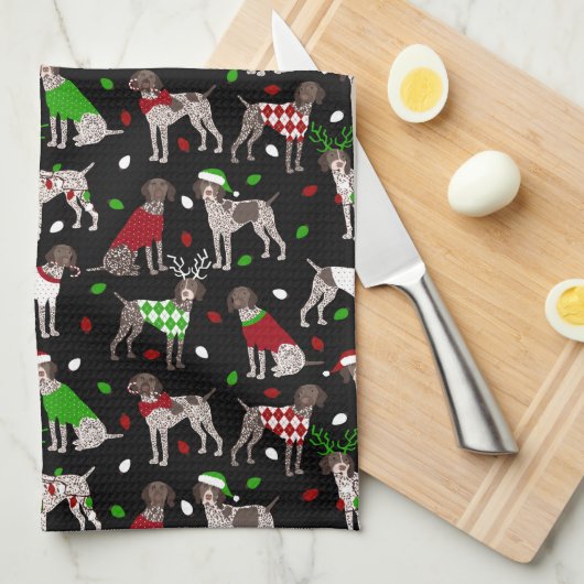 KerstDuitse Shorthaired Pointer Theedoek (Quarter Fold)