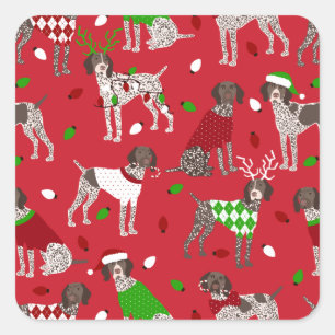KerstDuitse Shorthaired Pointer Vierkante Sticker