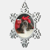 Kerstduitse stengelige aanwijzer tin sneeuwvlok ornament (Rechts)