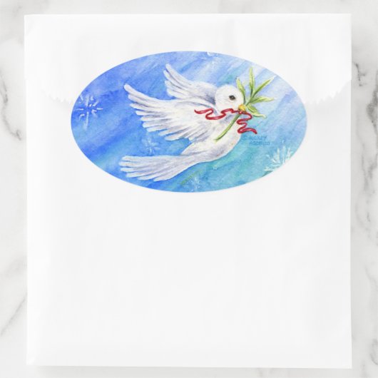 Kerstduivel van vredestichters ovale sticker (Tas)