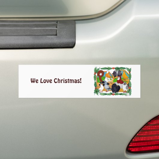 kerstduiven bumpersticker (Op auto)