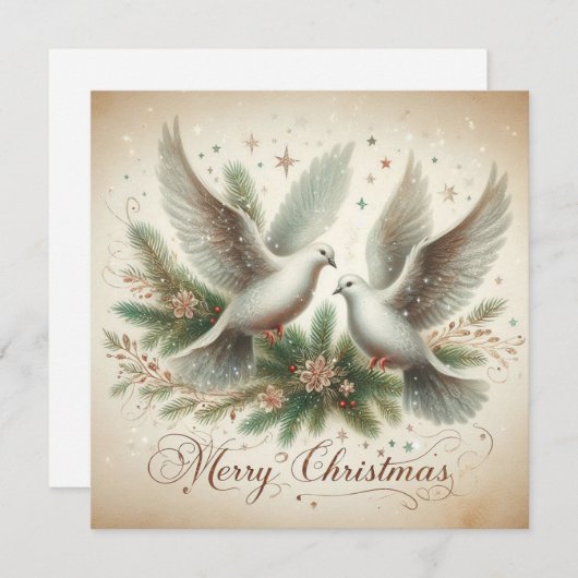 kerstduiven feestdagenkaart (Voorkant / Achterkant)