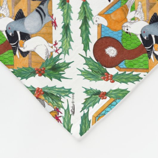 kerstduiven fleece deken (Hoek)