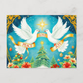 Kerstduiven, Kerstboom, Liefde, Vrede, Vreugde Briefkaart (Voorkant)