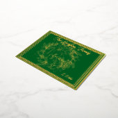 Kerstduiven, krans, in goud met groen folie feestdagen briefkaart (Gedraaid)