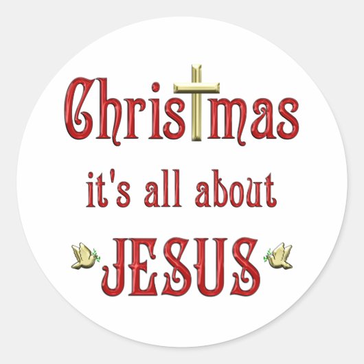 kerstduiven ronde sticker (Voorkant)