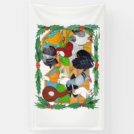 kerstduiven spandoek (Verticaal)