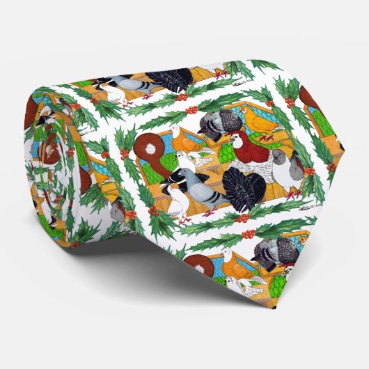 kerstduiven stropdas (Opgerold)