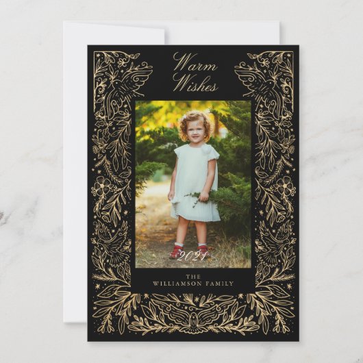 Kerstduiven van Floral Lijst Foto van Peace & Love Feestdagenkaart (Voorkant)