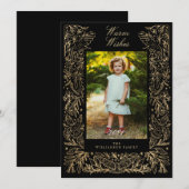 Kerstduiven van Floral Lijst Foto van Peace & Love Feestdagenkaart (Voorkant / Achterkant)