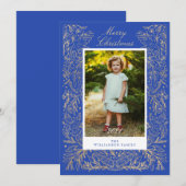 Kerstduiven van Floral Lijst Foto van Peace & Love Feestdagenkaart (Voorkant / Achterkant)