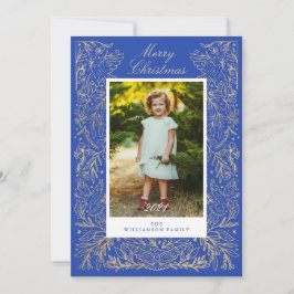 Kerstduiven van Floral Lijst Foto van Peace & Love Feestdagenkaart