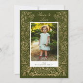 Kerstduiven van Floral Lijst Foto van Peace & Love Feestdagenkaart (Voorkant)