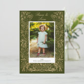 Kerstduiven van Floral Lijst Foto van Peace & Love Feestdagenkaart (Staand voorkant)