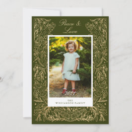 Kerstduiven van Floral Lijst Foto van Peace & Love Feestdagenkaart