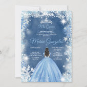 Kerstdusty Blue Princess Quinceanera Invite Kaart (Voorkant)