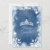 Kerstdusty Blue Princess Quinceanera Invite Kaart (Achterkant)
