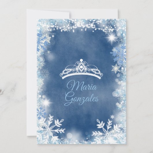 Kerstdusty Blue Princess Quinceanera Invite Kaart (Achterkant)