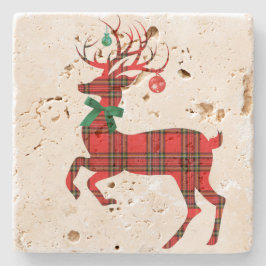 Kerstdwerg Reindeer w Ornament Antlers. Stenen Onderzetter