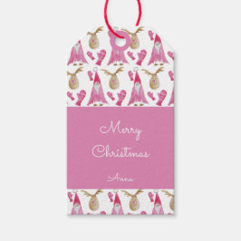 kerstdwergen en rendieren met handschoenen cadeaulabel