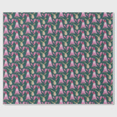 Kerstdwergen en rendieren met roze handschoenen cadeaupapier (Vlak)