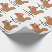 Kersteekhoorn Cute Cartoon Naam  Cadeaupapier (Hoek)