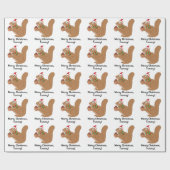 Kersteekhoorn Cute Cartoon Naam  Cadeaupapier (Vlak)