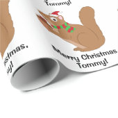 Kersteekhoorn Cute Cartoon Naam  Cadeaupapier (Rol Hoek)