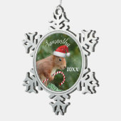 kersteekhoorn gepersonaliseerde versiering tin sneeuwvlok ornament (Rechts)