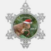 kersteekhoorn gepersonaliseerde versiering tin sneeuwvlok ornament (Voorkant)