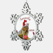 kersteekhoorn gepersonaliseerde versiering tin sneeuwvlok ornament (Rechts)
