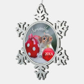 kersteekhoorn gepersonaliseerde versiering tin sneeuwvlok ornament (Rechts)