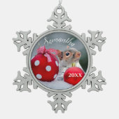 kersteekhoorn gepersonaliseerde versiering tin sneeuwvlok ornament (Voorkant)