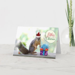 kersteekhoorn met kerstcadeautjes feestdagen kaart