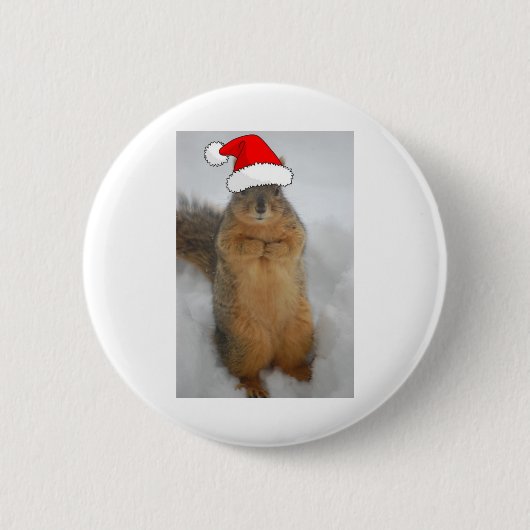 kersteekhoorn met kerstkerstmis ronde button 5,7 cm (Voorkant)