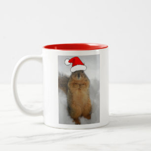 kersteekhoorn met kerstkerstmis tweekleurige koffiemok