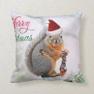 kersteekhoorn met Pet van de kerstman Kussen
