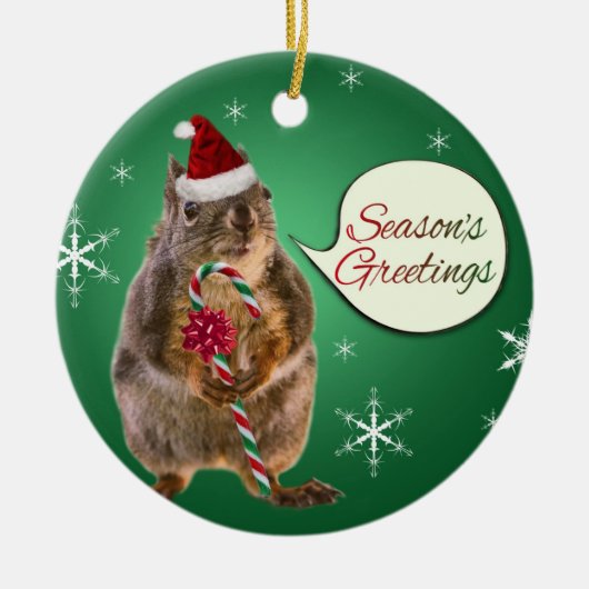 kersteekhoorn met sneeuwvlokken keramisch ornament (Voorkant)