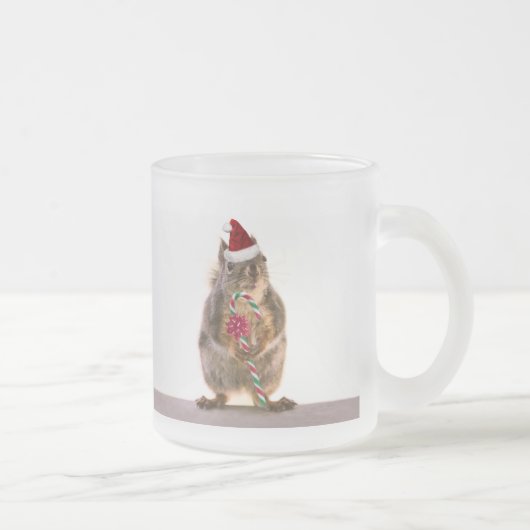 kersteekhoorn met snoepriet matglas koffiemok (Rechts)