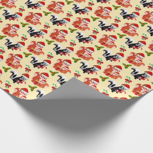 kersteekhoorns stinkdier in betonstaal cadeaupapier (Hoek)