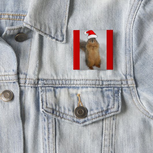 kersteekhoorns vierkante button 5,1 cm (In situ)